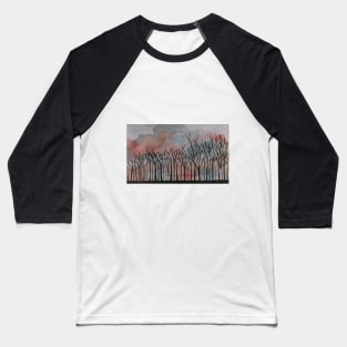 Winter Sunset. Original Watercolor Painting Baseball T-Shirt